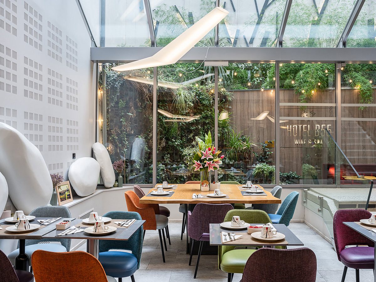 Glass-roofed room at Hôtel B55, a hotel managed by The Hotels Agency